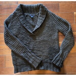 GAP Wool Alpaca Blend Chunky Knit Pullover Shawl Collar Brown Sweater Women's L